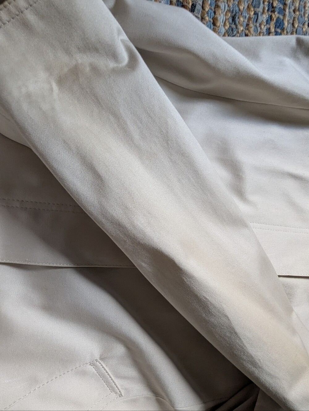 Coach Trench Coat L Cream Signature Lining Classic Quiet Luxury *Flaws* Scarf - Picture 13 of 16